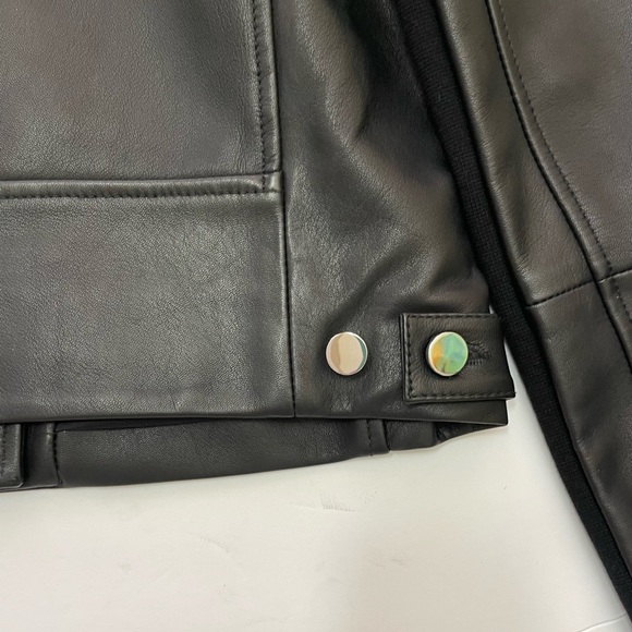 Theory NEW Slim Fit Black Leather Moto Jacket Size S - Picture 13 of 15